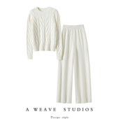 子 女纯羊绒毛衣针织休闲直筒裤 纯粹贵妇气场 加厚100%纯山羊绒衫