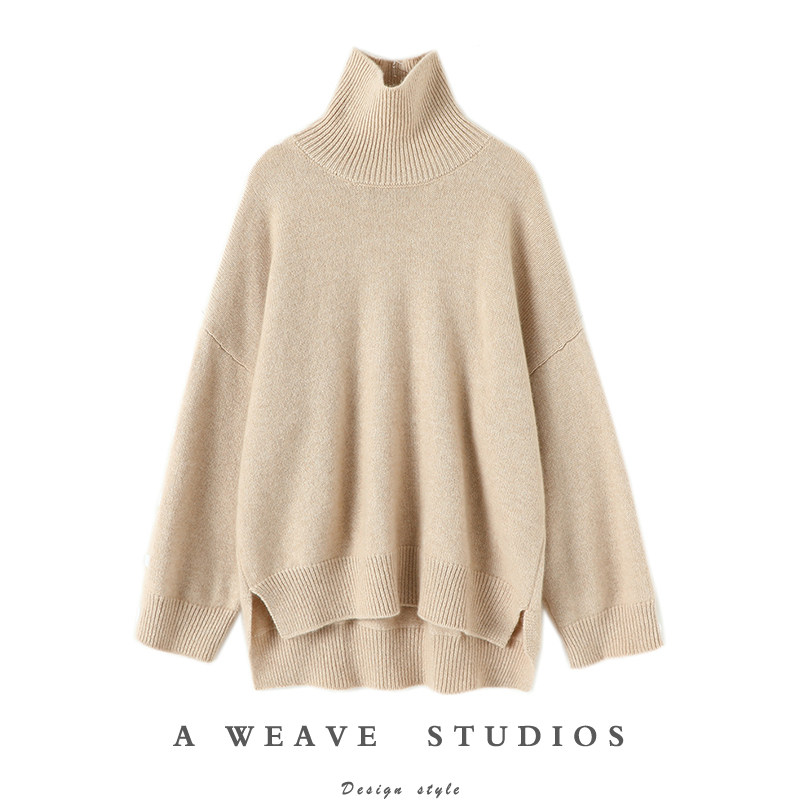 设计的是调性感！白扣阔袖高领羊绒衫女纯羊绒毛衣女冬宽松慵懒风,女装/女士精品,羊绒衫,淘宝优惠券,粉丝福利购,淘宝优惠卷