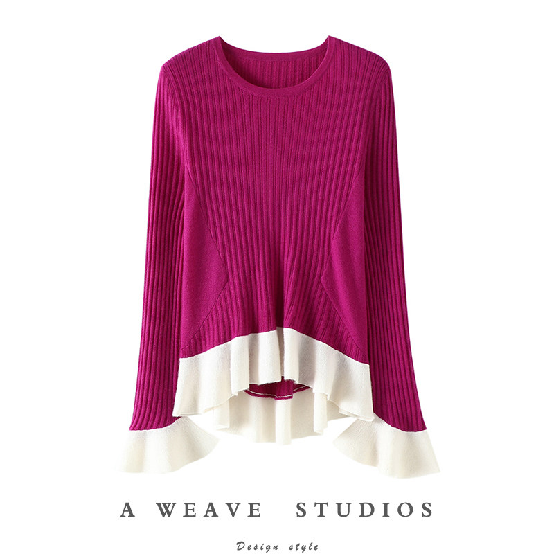 启超惊艳气质！精纺圆领山羊绒衫女荷叶边弧形下摆纯羊绒毛衣秋冬,女装/女士精品,羊绒衫,淘宝优惠券,粉丝福利购,淘宝优惠卷