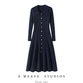 到哪都是焦点 100%纯山羊绒连衣裙子女POLO领纯羊绒毛衣长款 裙子