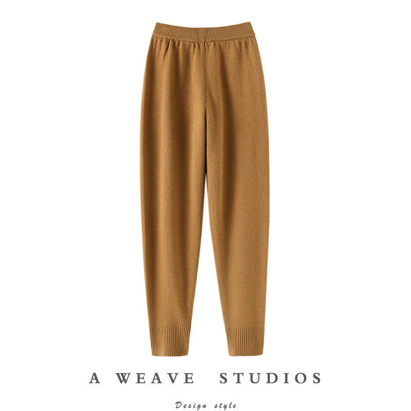 裤型太迷人了！加厚羊绒裤子女外穿可翻边针织休闲直筒裤子秋冬