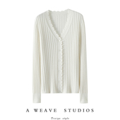 女纯羊绒毛衣针织开衫 启超狂有腔调 秋冬V领100%纯山羊绒开衫