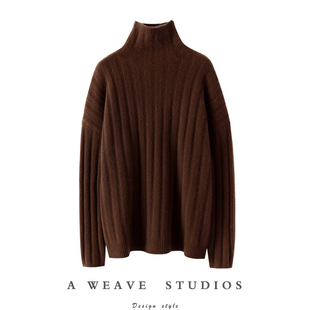 女粗棒针织高领羊绒毛衣 加厚100%山羊绒衫 好穿好搭 男女同款