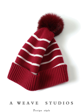 喜爱的不得了！纯山羊绒针织帽子女秋冬季真毛球加厚款保暖毛线帽