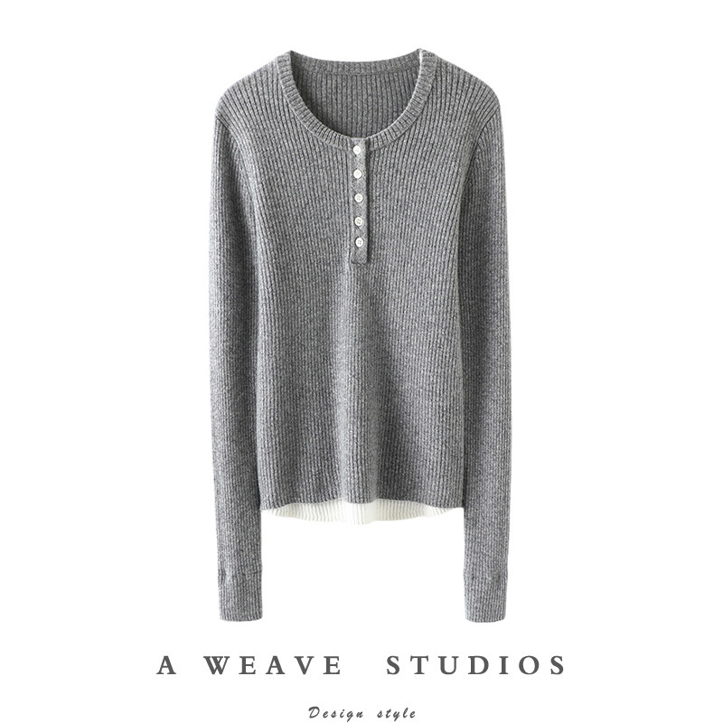 实穿即正义~假两件圆领100%纯山羊绒衫女修身羊绒毛衣针织打底衫,女装/女士精品,羊绒衫,淘宝优惠券,粉丝福利购,淘宝优惠卷