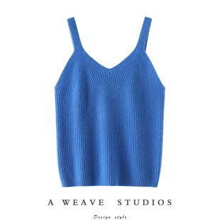 设计太棒了 弹力坑条羊绒吊带背心女纯羊绒毛衣针织吊带内搭外穿