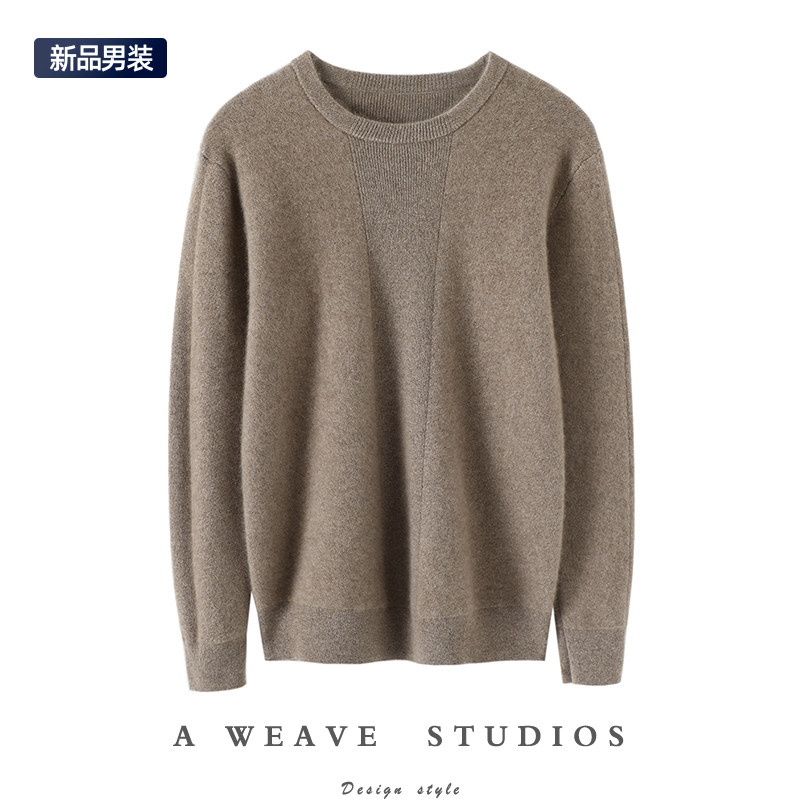由内而外气质！100%纯山羊绒衫男加厚圆领宽松套头保暖毛衣打底衫,男装,羊绒套衫,淘宝优惠券,粉丝福利购,淘宝优惠卷