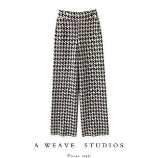 阔腿裤 奢宠系列 子女外穿千鸟格针织休闲裤 纯山羊绒裤 重磅加厚