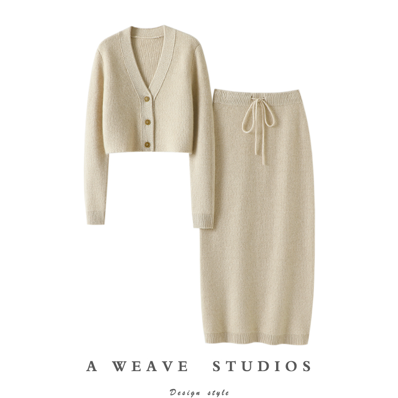 启超官方高端100%纯山羊绒衫套装