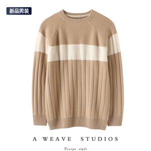 气质出众有格调~秋冬新款加厚羊绒衫男士圆领套头毛衣青年针织衫