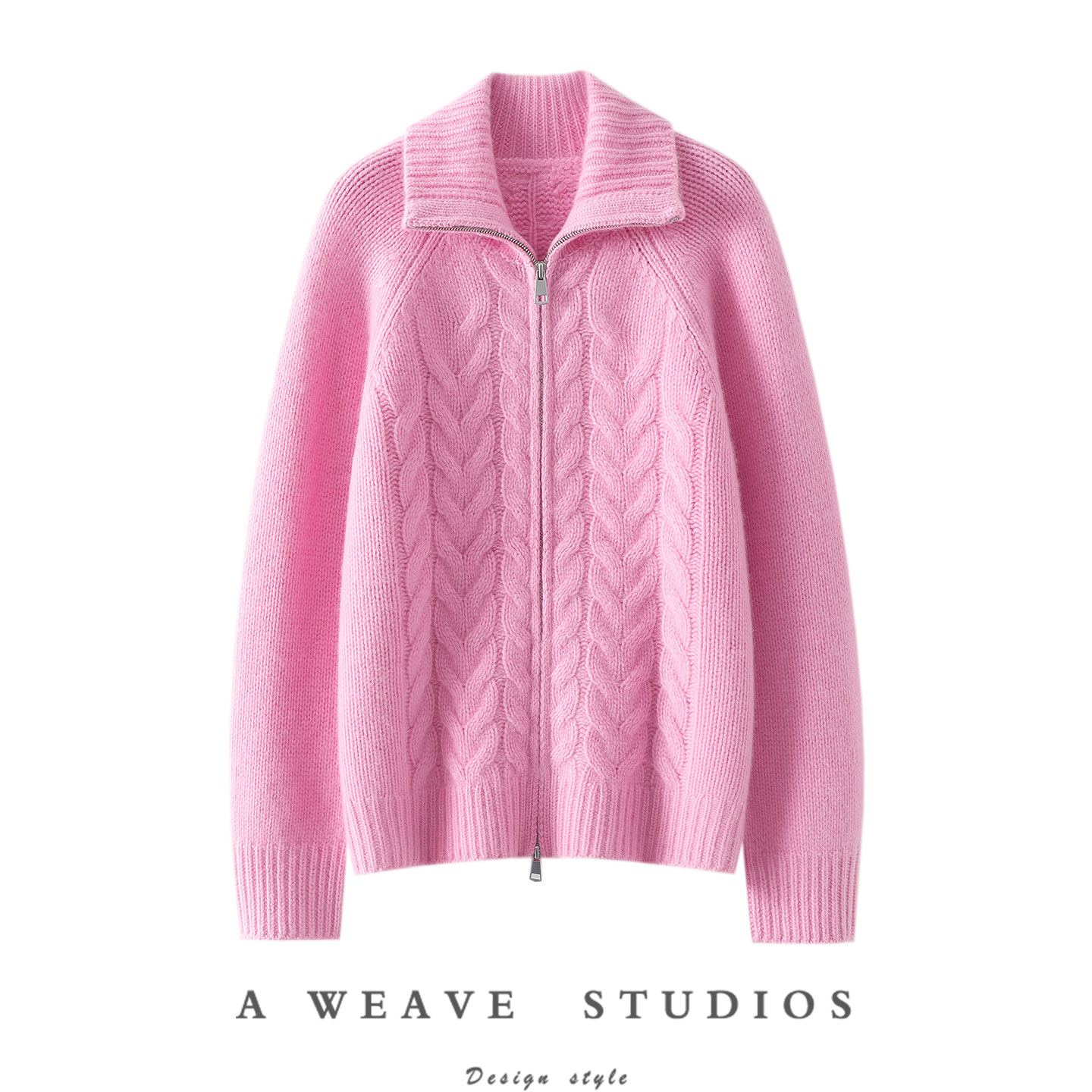 富家千金感~！粗棒针加厚100%纯山羊绒拉链开衫女高领毛衣外套,女装/女士精品,羊绒衫,淘宝优惠券,粉丝福利购,淘宝优惠卷