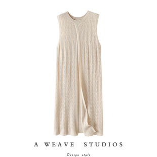 空调屋外搭罩衫 镂空100%纯山羊绒背心裙女中长款 法式 官方正品