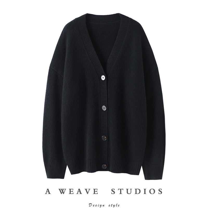 气质的表达！大克重加厚羊绒开衫女纯羊绒毛衣针织开衫外套冬