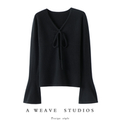 女纯羊绒毛衣针织打底衫 启超撩人不自知 抽褶100%纯山羊绒衫 秋冬