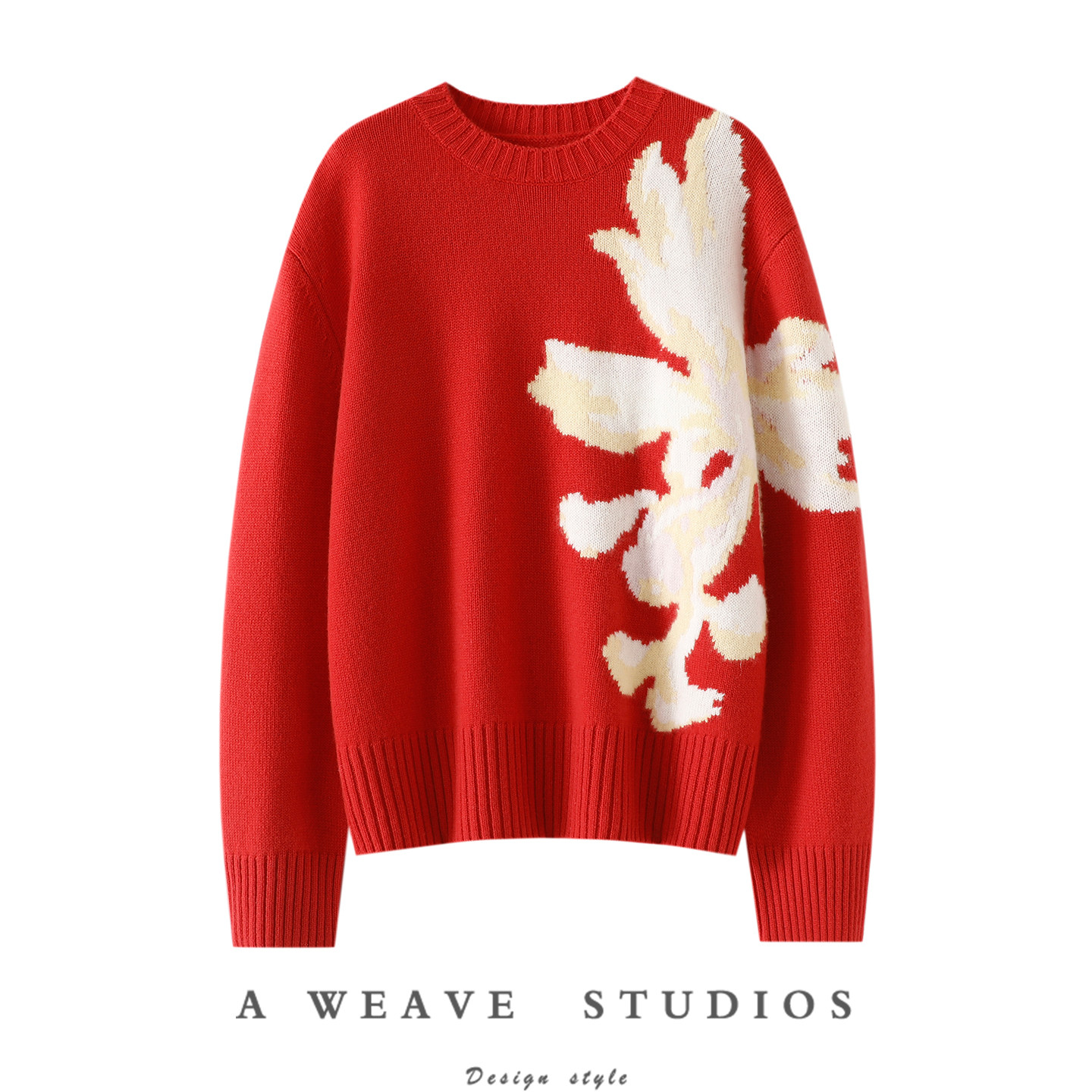 官方正品！锦鲤提花~加厚100%纯山羊绒衫女圆领纯羊绒毛衣宽松,女装/女士精品,羊绒衫,淘宝优惠券,粉丝福利购,淘宝优惠卷