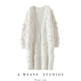 100%纯山羊绒开衫 中长款 外套冬 重工手缝球加厚1250克 气场万丈