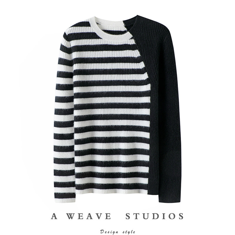 偏爱~上身效果太赞了！圆领条纹羊绒衫女100纯羊绒毛衣针织打底衫,女装/女士精品,羊绒衫,淘宝优惠券,粉丝福利购,淘宝优惠卷