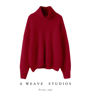 女纯羊绒宽松高领毛衣秋冬季 上身不想脱 高端加厚100%山羊绒衫
