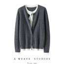 女纯羊绒毛衣针织外套 假两件圆领100%纯山羊绒开衫 美 心驰神往