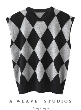 好漂亮~上身调性十足！圆领羊绒背心女纯羊绒针织衫毛衣【启超】