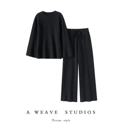 启超官方高端100%纯山羊绒衫套装