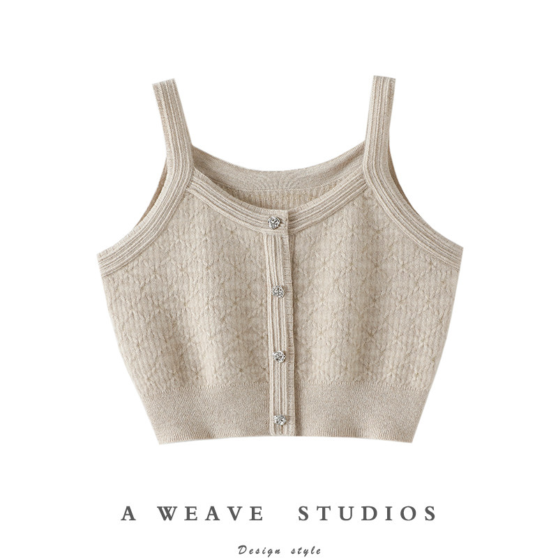 官方正品！圆领100%纯山羊绒吊带背心女纯羊绒毛衣针织衫内搭外穿