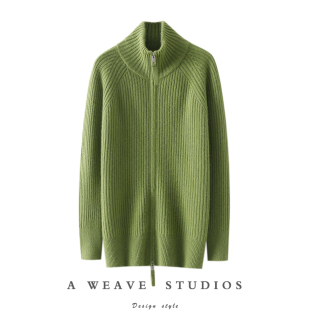 加厚100%纯山羊绒拉链开衫 小中长款 女高领外套秋冬 版 苦苦追求