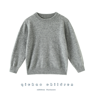 启超喜欢得抓狂！儿童山羊绒衫圆领男女款纯羊绒毛衣小中大童秋冬