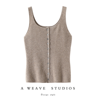 社会！真心显瘦！圆领山羊绒吊带女纯羊绒开衫毛衣背心打底衫