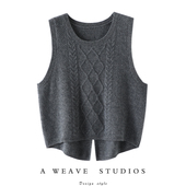 好搭 针织山羊绒衫 女马甲无袖 时髦加分 后开叉纯羊绒打底衫 秋冬