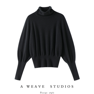 打底衫 女收腰蝙蝠袖 毛衣秋冬 显瘦高领100%纯山羊绒衫 出众穿搭
