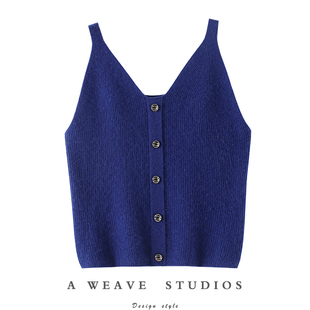 毛衣背心针织打底衫 100%山羊绒吊带女纯羊绒开衫 棒 氛围感穿搭