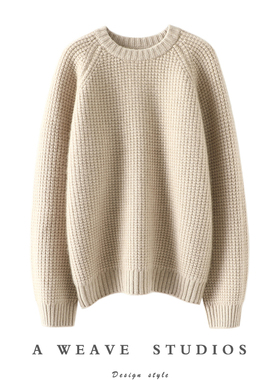 上身气质显品味~重磅加厚圆领羊绒衫女纯羊绒毛衣针织衫宽松冬