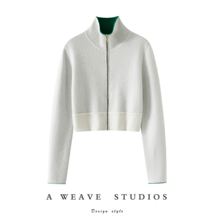 官方正品！炸裂奢华感~加厚高领100%纯山羊绒拉链开衫女外套短款