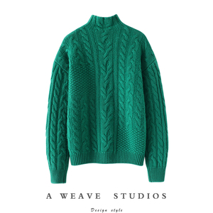 感受复古减龄！大克重羊绒衫女半高领套头外穿纯羊绒毛衣冬加厚