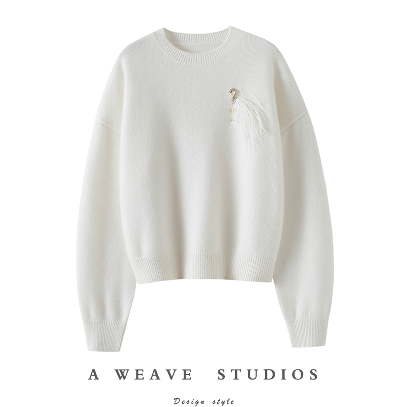 秀场亮眼气质~秋冬加厚100%纯山羊绒衫女纯羊绒毛衣针织衫宽松