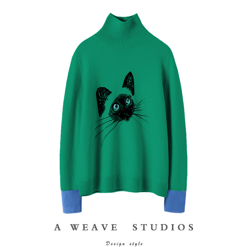 启超俘获人心！感动到哭上身效果猫咪提花100%纯山羊绒衫女毛衣,女装/女士精品,羊绒衫,淘宝优惠券,粉丝福利购,淘宝优惠卷