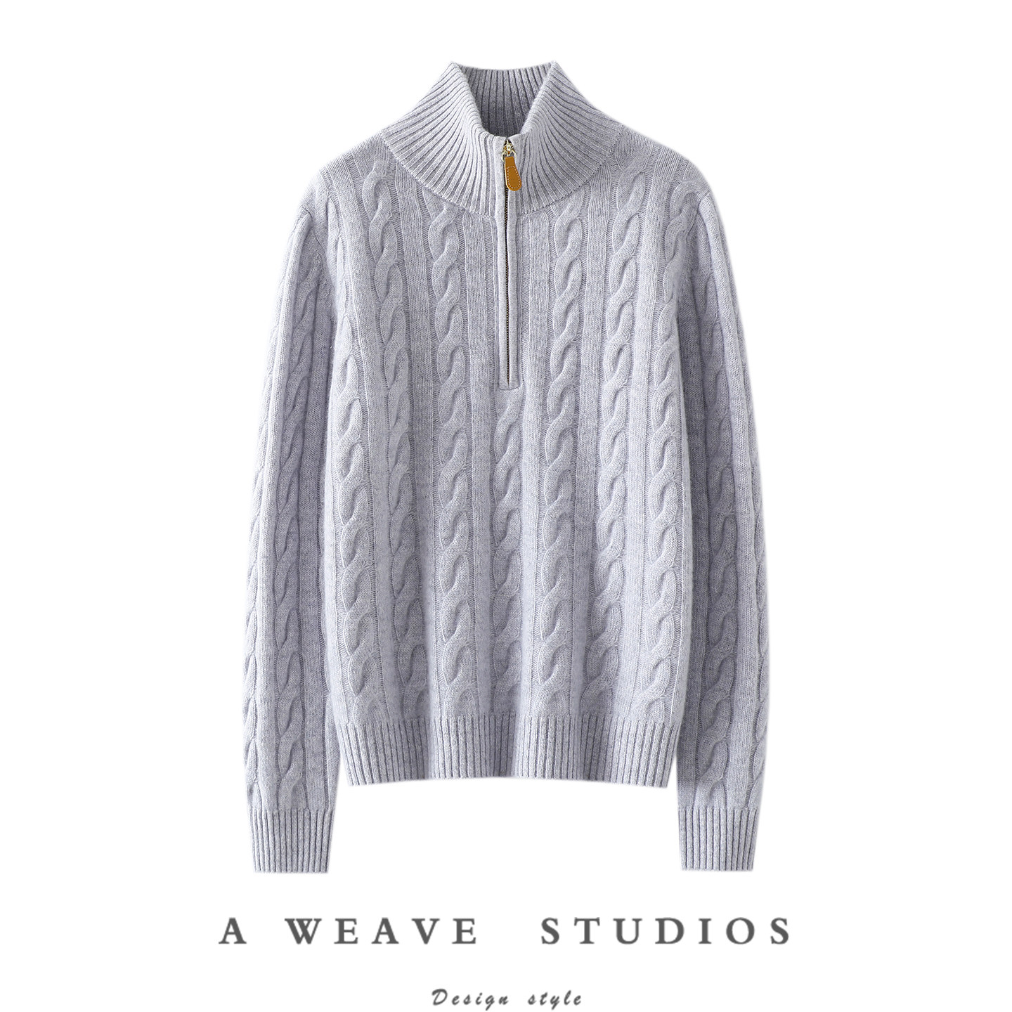 启超官方正品！加厚绞花100%纯山羊绒开衫女高领半开拉链毛衣秋冬,女装/女士精品,羊绒衫,淘宝优惠券,粉丝福利购,淘宝优惠卷