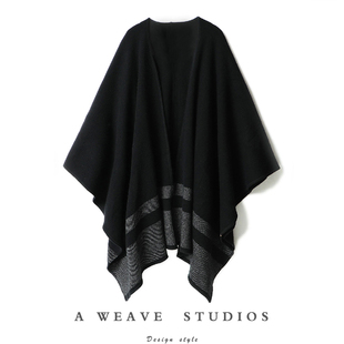 女神范！重磅1000克+100%纯山羊绒披肩外套斗篷大披风保暖空调房