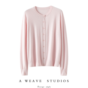 太显品位了 女圆领纯羊绒毛衣秋冬外套 高定精纺100%纯山羊绒开衫