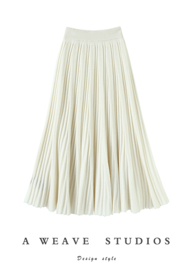 启超穿搭年会C位！加厚100%纯山羊绒裙子女半身裙针织A字伞裙秋冬