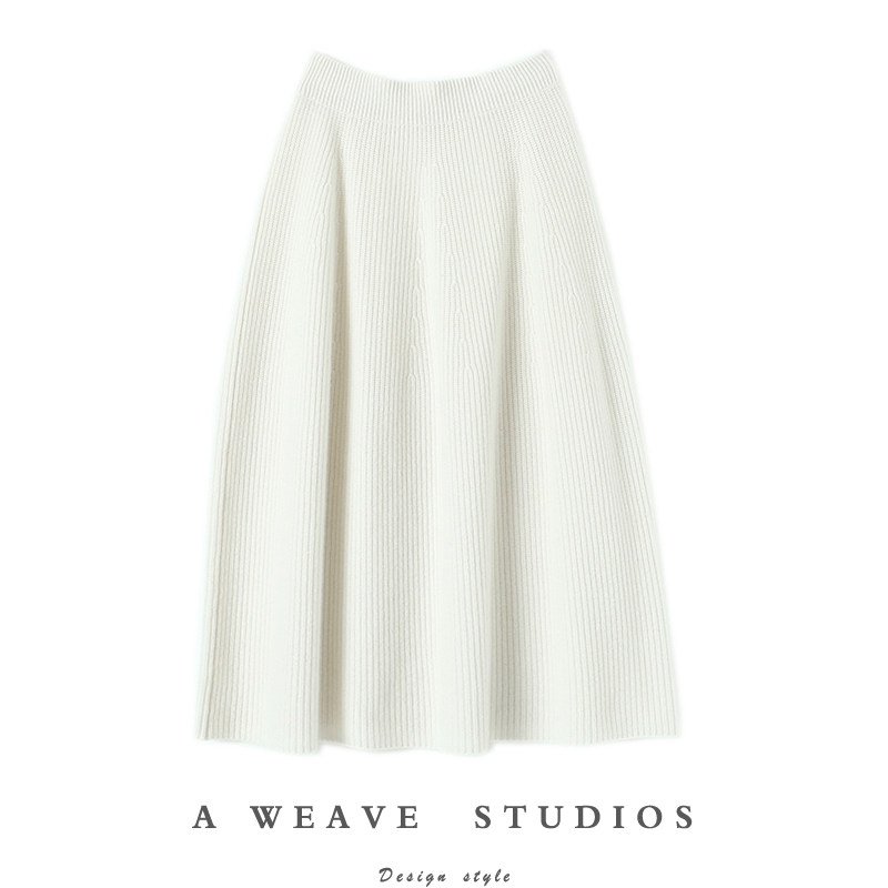 重磅加厚 软糯又垂顺~ 白色纯羊绒裙中长裙 A字半身裙女花苞裙子