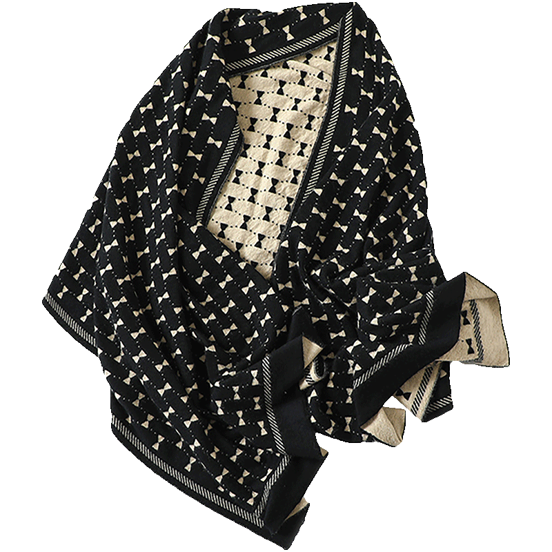 这气质爱极了~GAO端精纺100%纯山羊绒披肩围巾两用针织大披风保暖