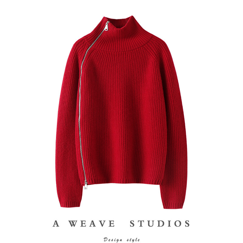 颜值在线！男女同款粗针重磅加厚斜拉链立领纯山羊绒衫女毛衣秋冬,女装/女士精品,羊绒衫,淘宝优惠券,粉丝福利购,淘宝优惠卷