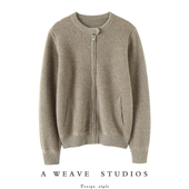 精致老钱风 外套 羊绒毛衣针织开衫 大克重加厚圆领羊绒衫 女拉链衫