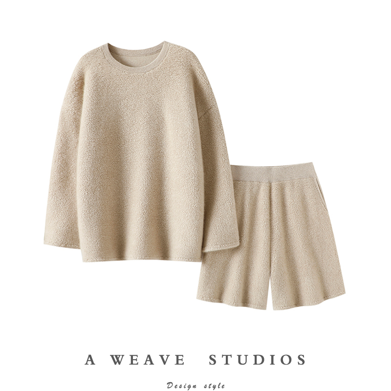 启超官方高端100%纯山羊绒衫套装