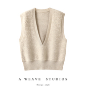 哇哇哇太好搭配了 加厚深V领羊绒背心女纯羊绒毛衣宽松坎肩马甲