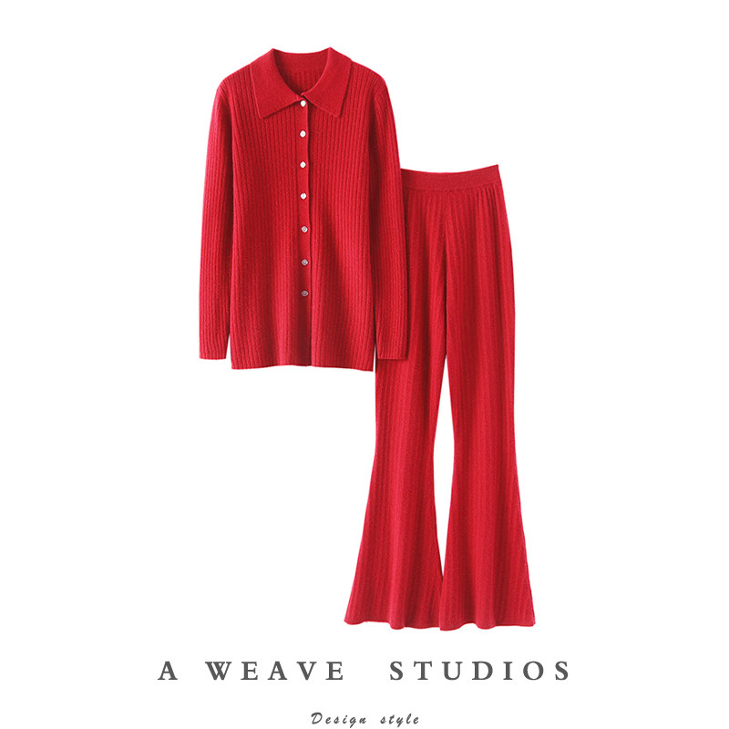 城堡女主！翻领羊绒开衫女纯山羊绒毛衣休闲裤喇叭裤秋冬羊绒套装,女装/女士精品,羊绒衫,淘宝优惠券,粉丝福利购,淘宝优惠卷