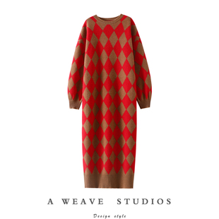 连衣裙子加厚 女圆领长款 精致与气场 重磅大克重100%纯山羊绒衫