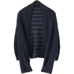 优雅绽放!时尚100%纯山羊绒披肩开衫女镂空薄款围巾两用空调房